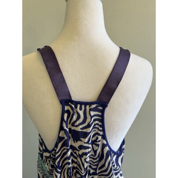 Nicole Miller Wedding Guest Maxi Dress V-Neck Animal Print Floral Boho Sexy L - Picture 6 of 7